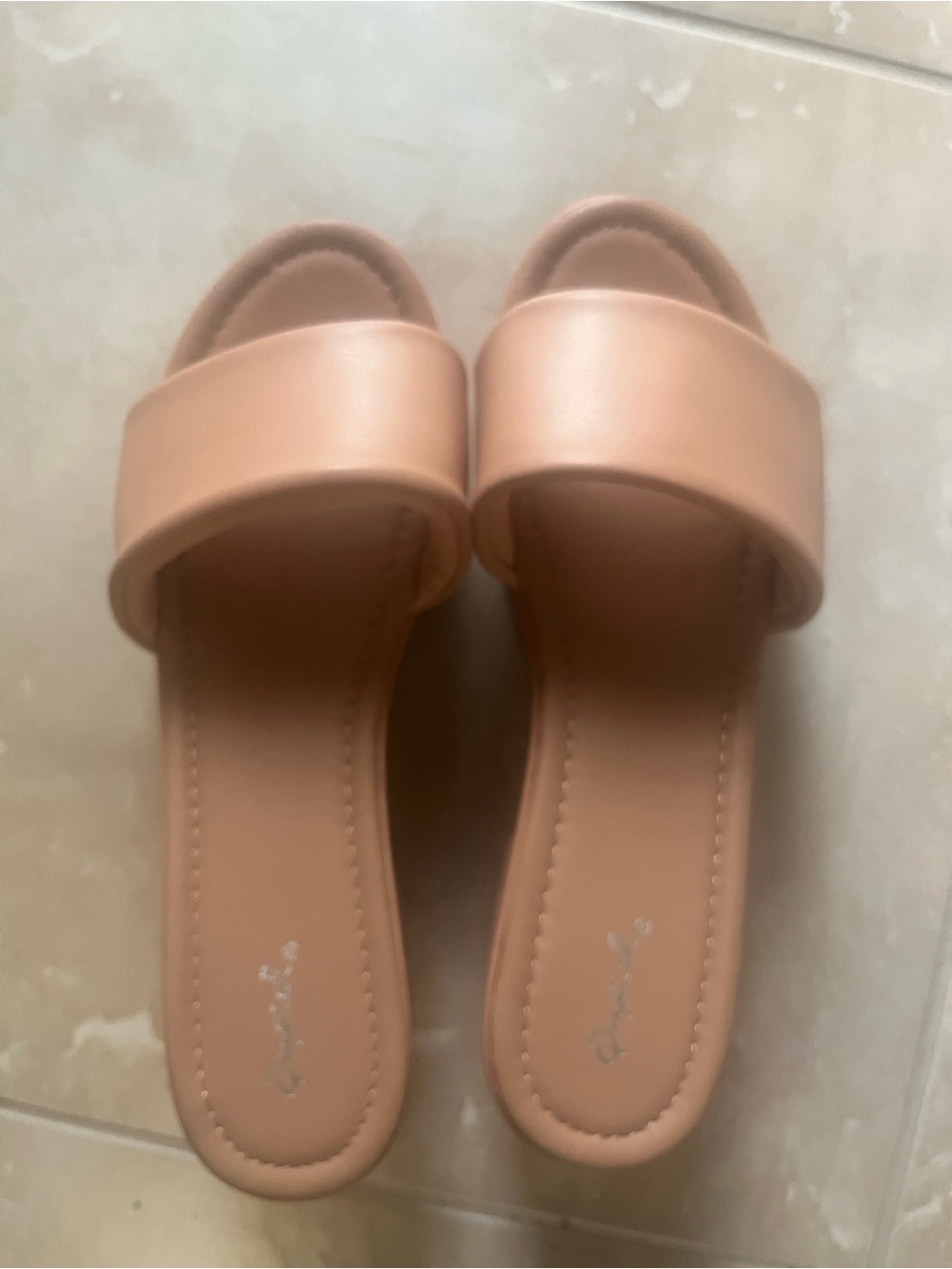 Women's nude platform slide Sandals  by Qupid